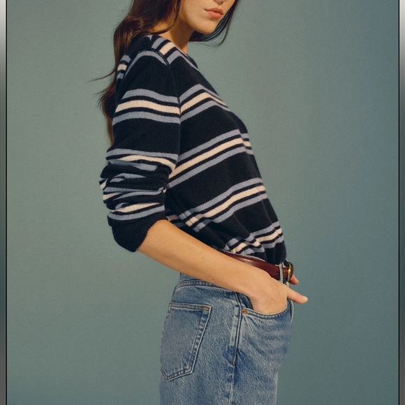 Vintage Italian Cashmere Striped Sweater. true boyfriend look